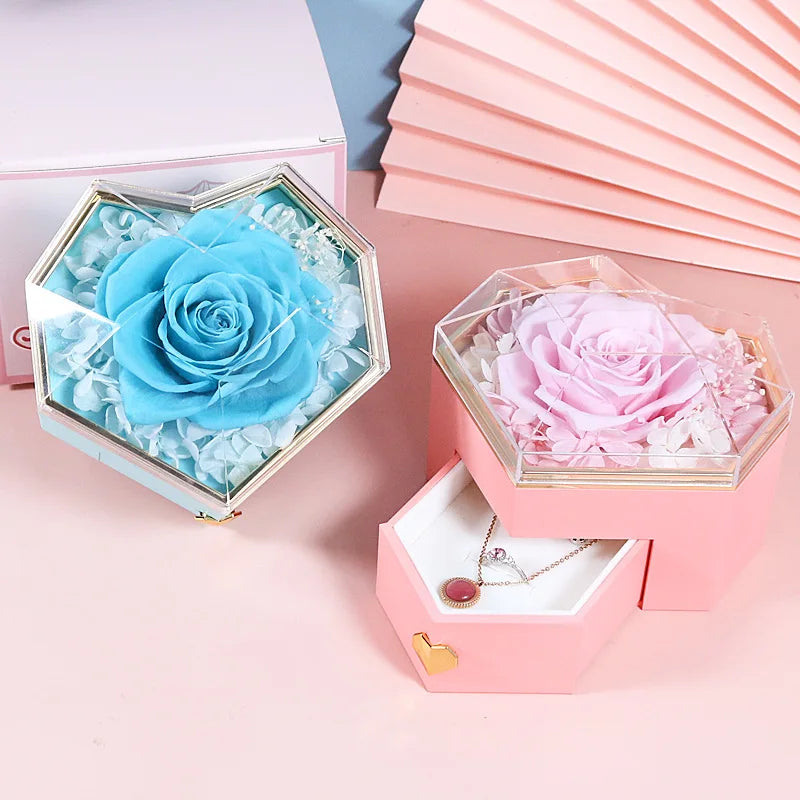 Real Rose Jewelry Box for Valentine's Day