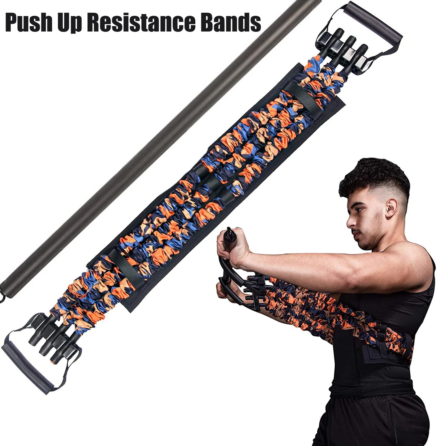 Adjustable Bench Press Band with Bar Chest Builder Workout Equipment Upgrade Push Up