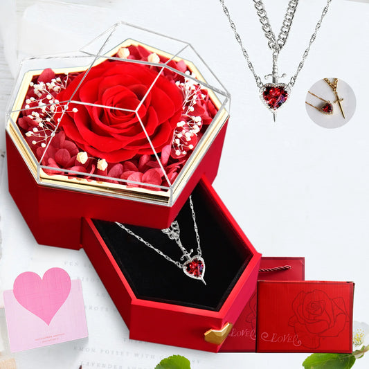 2025 New Valentine's Day Heart Shape Jewelry Box Heart Sword Necklace Ring Bracelet