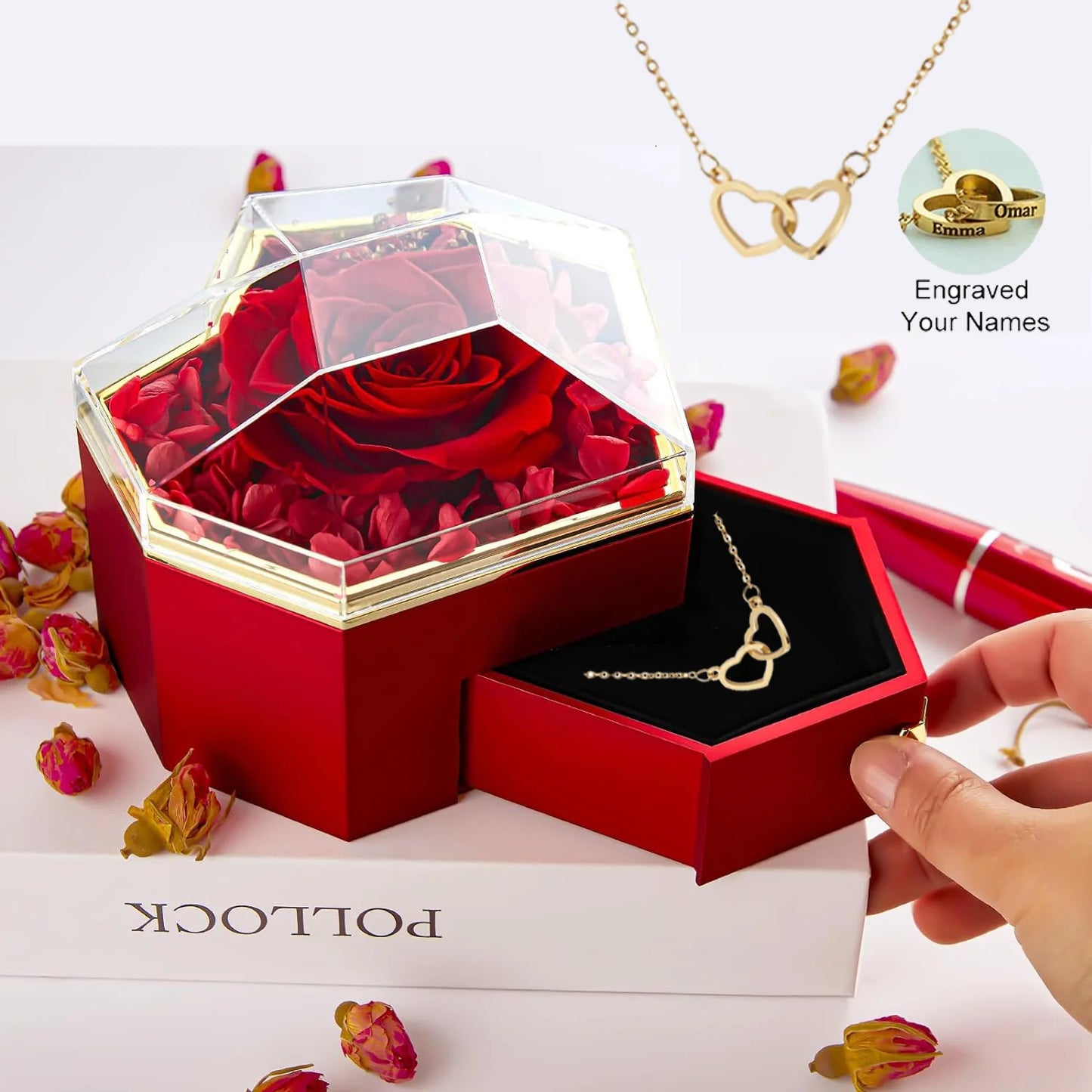 Real Rose Jewelry Box for Valentine's Day