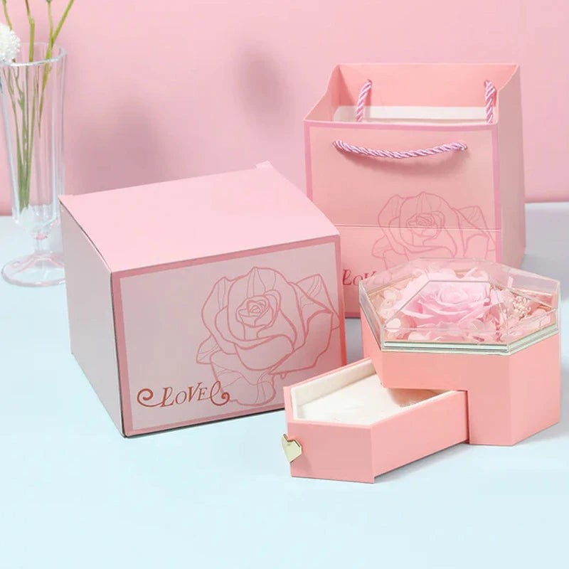 Real Rose Jewelry Box for Valentine's Day