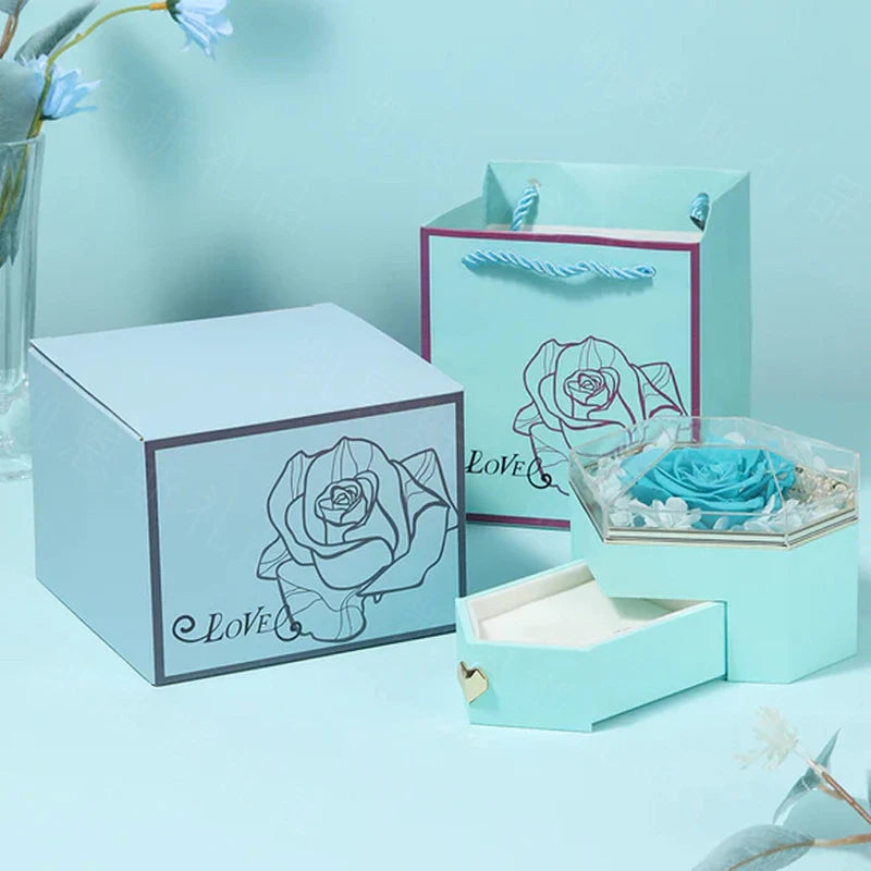 Real Rose Jewelry Box for Valentine's Day